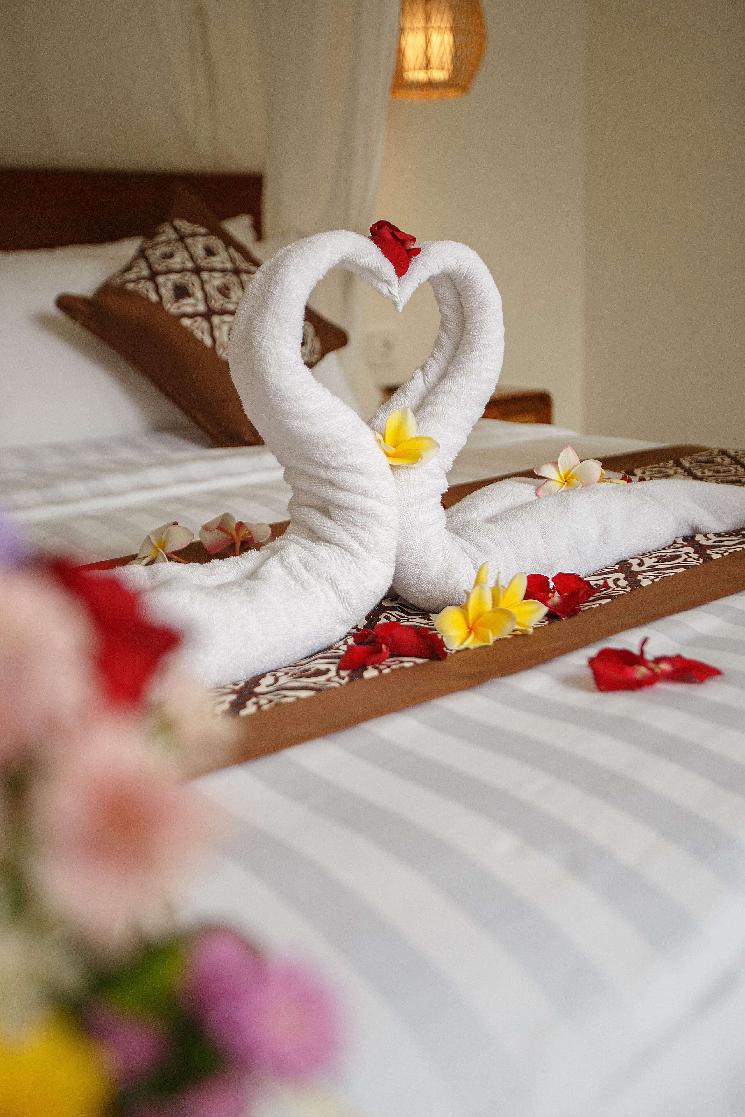Elegant towel decoration at Villa Telabah Ubud